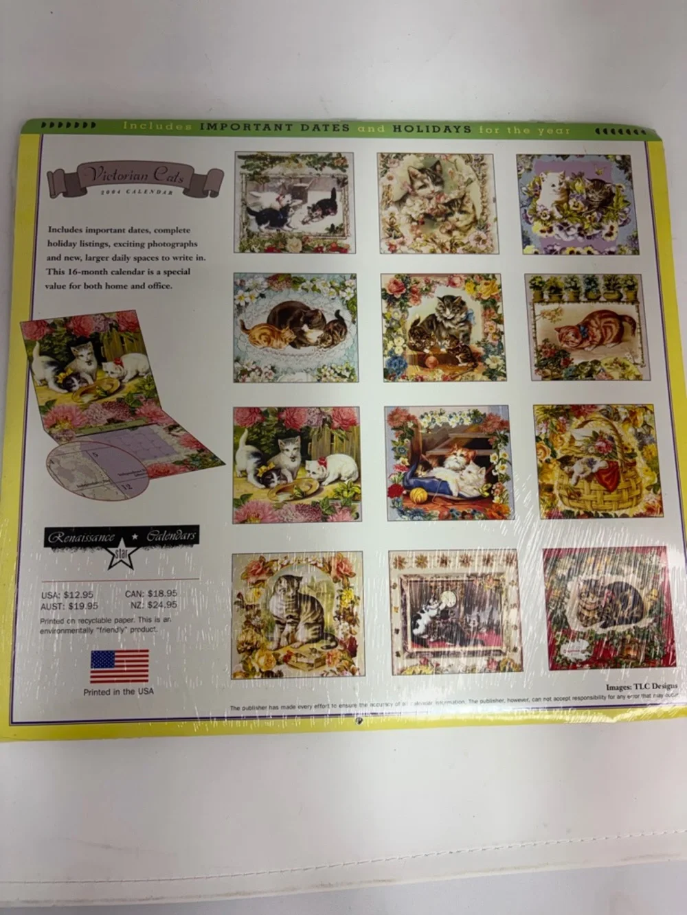 Unopened 2004 Victorian Cats 16 Month Calendar 4 In 1 Set